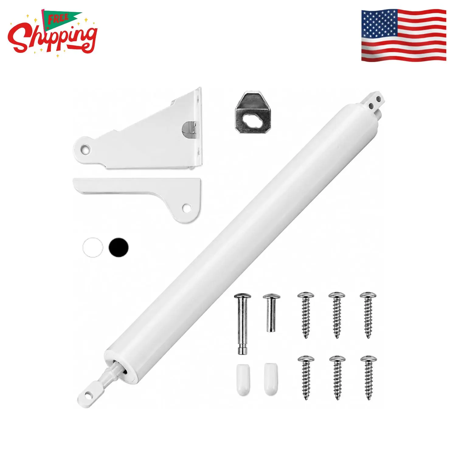 1 Set Screen Storm Door Closer, Pneumatic Door Bracket (White)