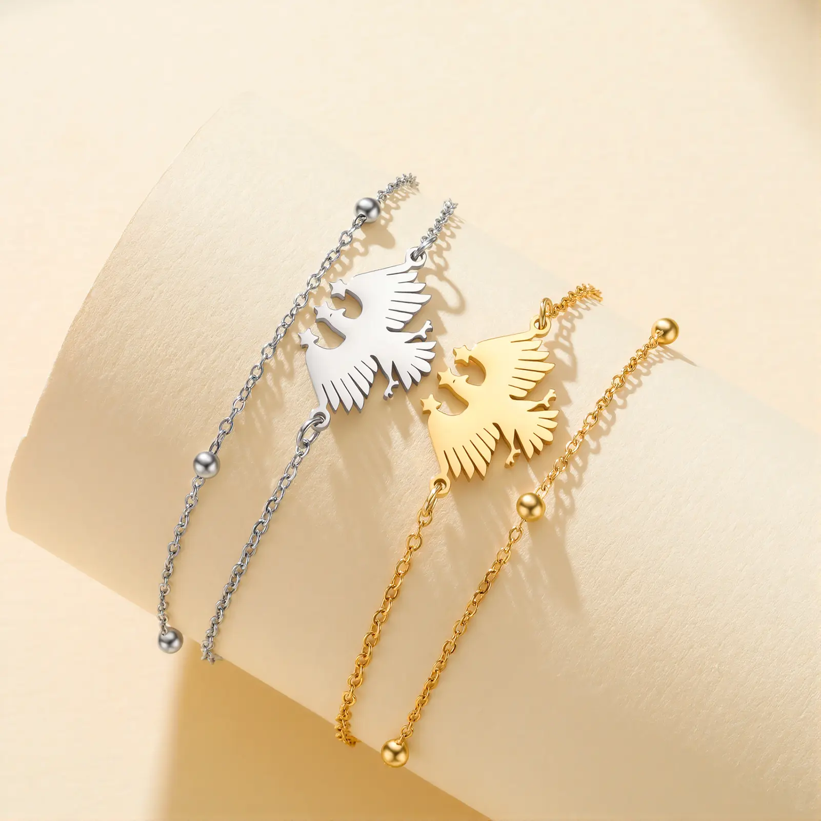 Cazador Syria Eagle Hawk Pendant Double Chains Women's Hand Bracelet Stainless Steel Syrian Flag Emblem Jewelry Gift 2026 New