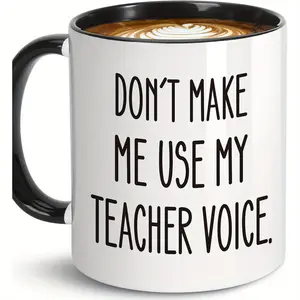 Funny Teacher Coffee Mug, teacher back to school gift, Don't Make Me Use My Teacher Voice. Novelty Coffee Mugs Birthday Gifts for New Teachers, Professors, Mentors