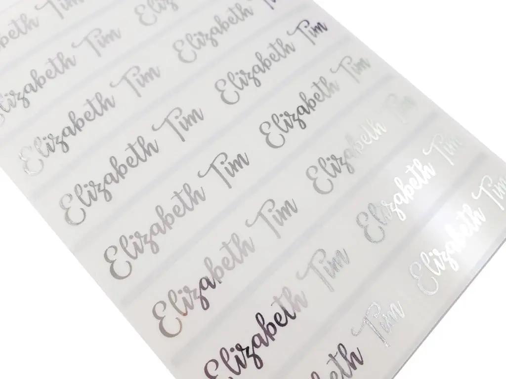 48 Long Silver Ink on Clear Transparent Waterproof Name Stickers- Daycare School Rectangle Labels
