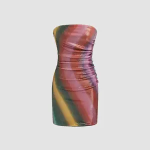 Cider [size 0-26] Sequin Gradient Striped Tube Mini Dress