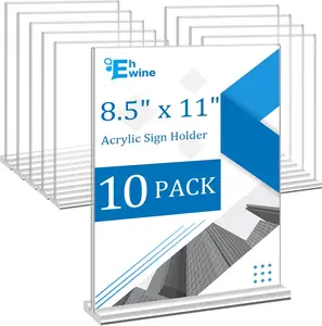 EHWINE 8.5x11 Clear Acrylic Sign Holder - 10-Pack Double-Sided Stand-Up Tabletop Photo Frame for Office, Business Use (Menu, Flyer, Paper Display Stand)