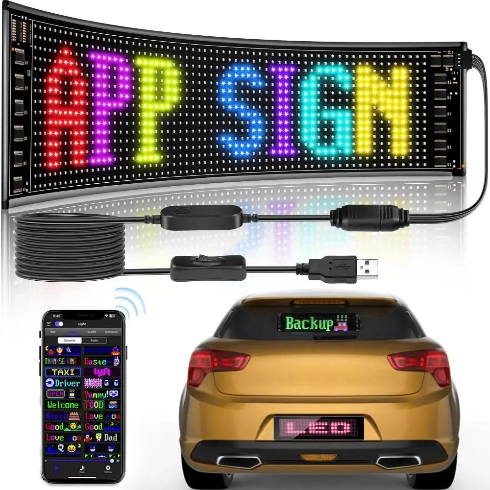 Demon Eye LED Flexible Screen - Remote-Controlled Scrolling Animation Display with Adhesive Tape, Adjustable Brightness, Minimal Power Consumption, Portable and Versatile for Cars, Home Decor, Wedding Decorations