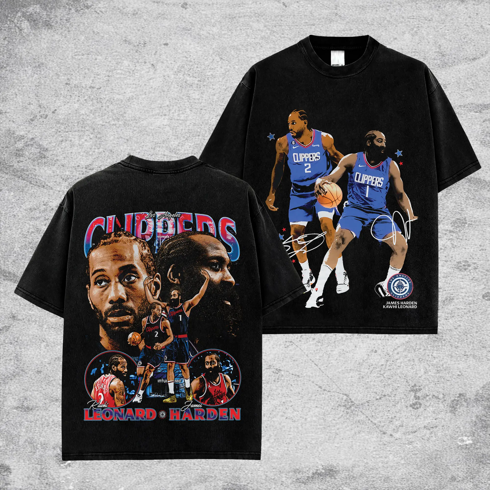 [HoopZoneStyle] Clippers Duo Leonard x Harden Game Day Retro Unisex 100% Heavyweight Cotton T-Shirt – Clippers Fans Shirt, Clippers Basketball Shirt, Game Day Outfits, Gift For Basketball Fans