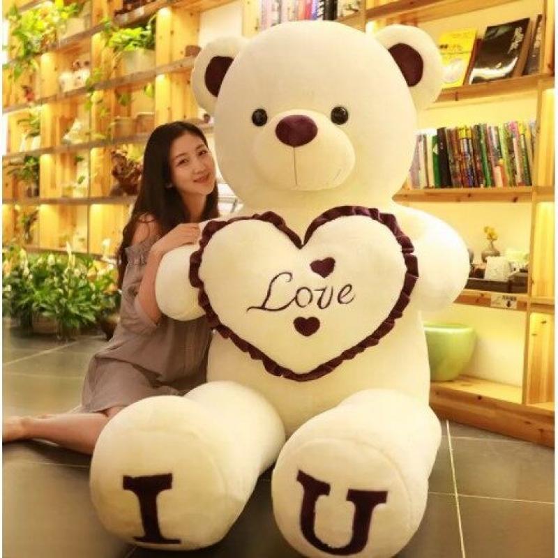80 100cm Big I LOVE YOU Bear Heart Plush Toys Lovely Stuffed Soft Pillow Doll Kids Toys Birthday Girlfriend Valentine's Day Gift