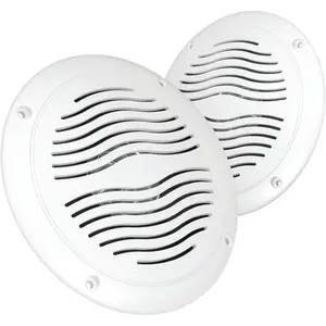 5-inch Water Resistant Outdoor Speakers, Dual Cone, 25W Peak Power, Marine and RV Compatible (White)