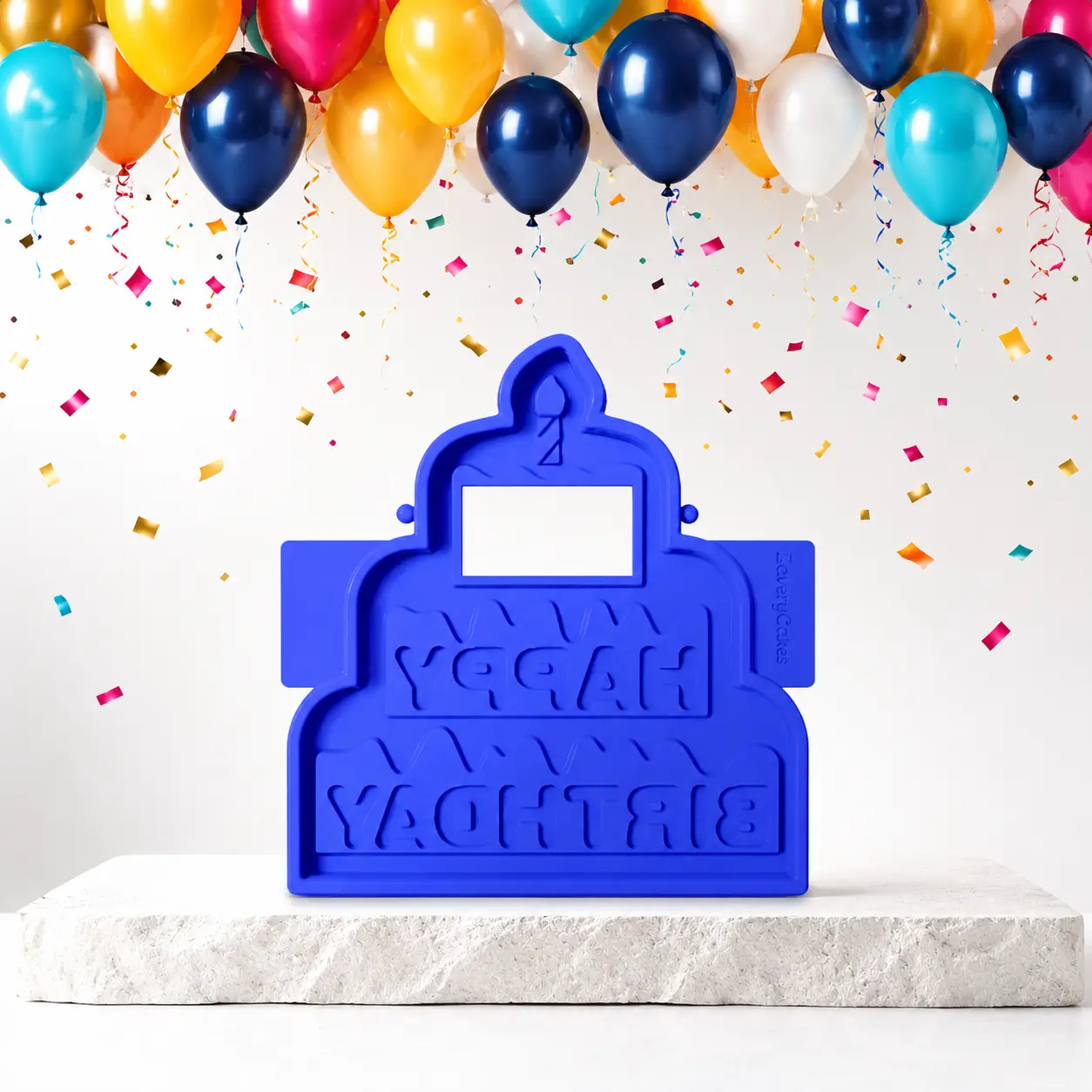ZaveryVerse Happy the Birthday Cake Silicone Mold | Patented Interchangeable Age Tiles | BPA-Free Food Grade | Chocolate, Resin, Pancakes | Personalized Birthday Gift for Kids & Adults
