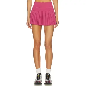 Gold Hinge Pleated Tennis Skirt in Raspberry