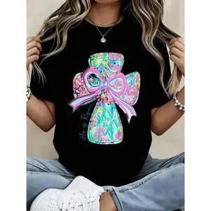 He Is Risen Easter Cross T Shirt Women Christian Religious Faith Statement Top Spring Summer Fashion Casual Wear