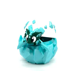 Crystal Dragon with Egg - 3D Printed Design Featuring Intricate Crystals for Easter Basket or Home Decor