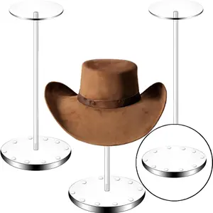 Acrylic Hat Display Stand 3 Pack- Thickened Base for Helmet, Wig, Hat, Baseballcap, Closet Holder Rack Organizer( 11.8Inch Height)