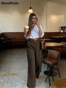 Women's High-Waisted Wide Leg Suit Pants, Loose Fit, Flowy Design, Perfect for Office and Daily Wear, Ideal for Spring and Summer