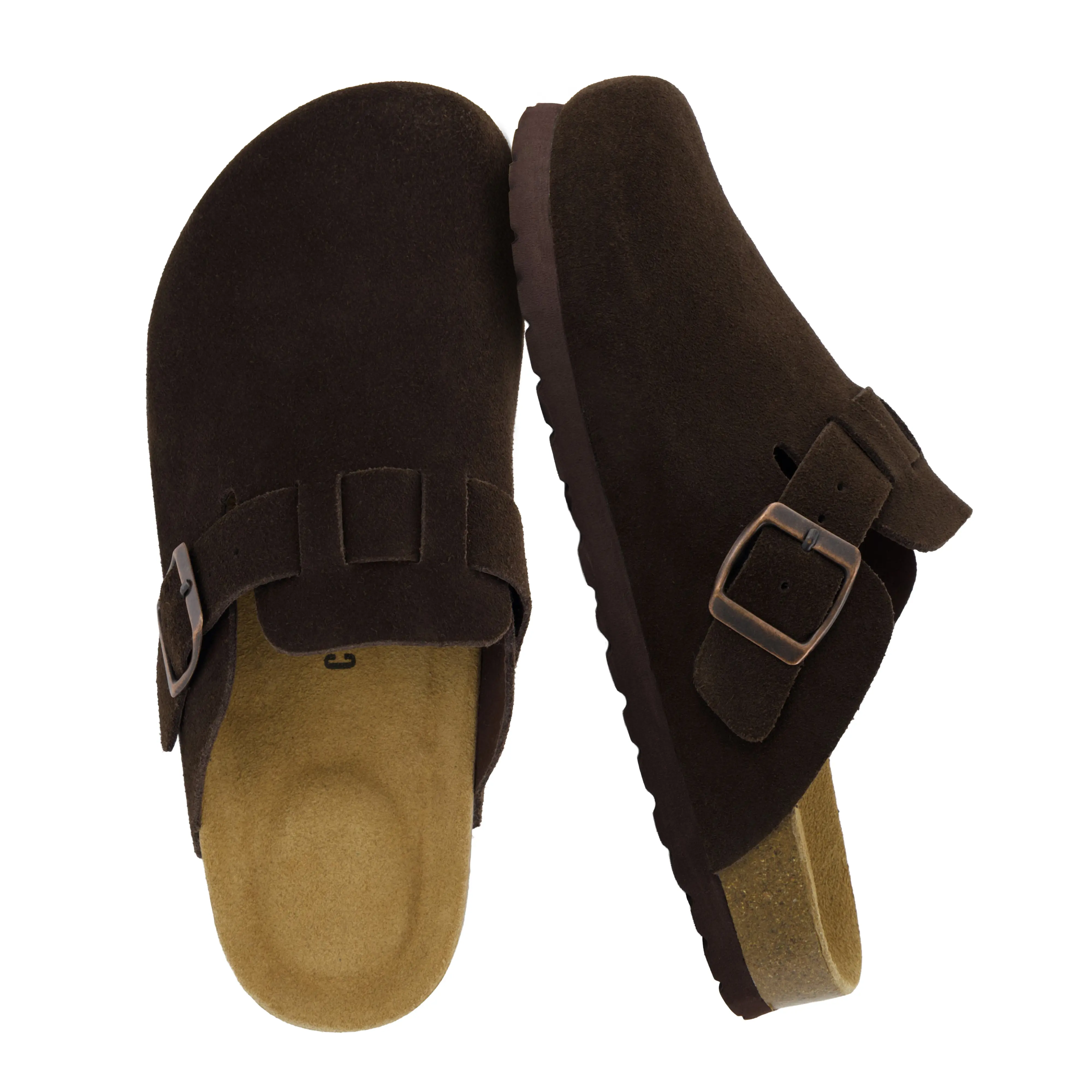 Cushionaire Hana Genuine Leather Clogs For Women | Classic Suede Slip On Clogs With Comfort Cushioned Insole and Cork Outsole | Closed Toe Mules Design For Everyday Wear Walking Shoes