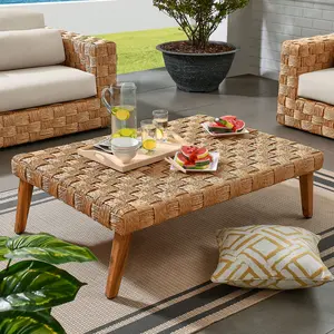 Thames Outdoor Patio Wicker Outdoor Patio Rattan Coffee Table in Natural