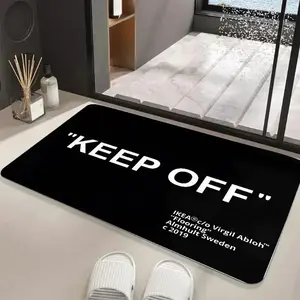 "KEEP OFF" Border Flannel Door Mat – Bold, minimalist text design with a sleek black backdrop, perfect for a modern, edgy vibe. This non-slip indoor/outdoor mat is ideal for entryways and anyone wanting a statement-making home decor piece.