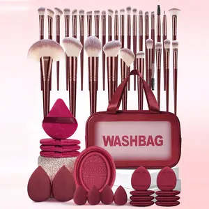 50PCS Makeup Tools Set Including:1pc Multi-Functional Zipper Toiletry And Cosmetic Bag Waterproof,30PCS Makeup Brush Set,2PCS Makeup Sponges,4PCS Mini Makeup Sponges,4PCS Triangle Powder Puffs,8PCS Mini Air Cushion Powder Puffs,1pc Brush Cleaning Tool, Ma