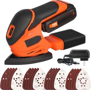 20V 1.3Ah Cordless Sander, Detail Sanders, 20 count Sandpapers,12000 RPM Sanders with Dust Collection System for Tight Spaces Sanding in  Decoration,  and Charger Included