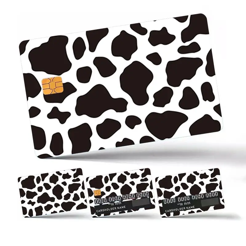Cow Grain Pattern Credit Card Sticker, 4 Counts/set Thin Waterproof Sticker for Credit Card & Debit Card, Personalized Bank Card Sticker
