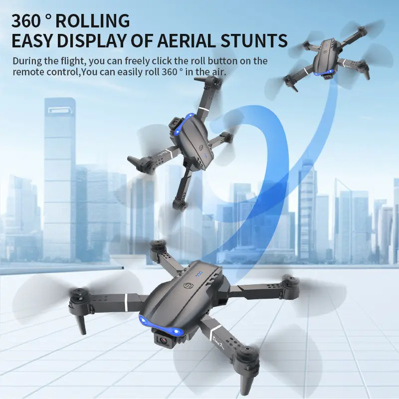 E99 PRO Drone with Screen Remote Control, 4K HD Camera Foldable FPV Drone, Optical Flow Positioning RC Quadcopter for Adults Kids Beginners