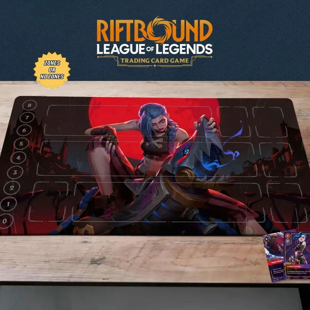 Riftbound Playmat Jinx Card Mat, Rift Bound Gamemat Mouse pad Gift, 24x14 Game Mat Premium League of Legends Mat