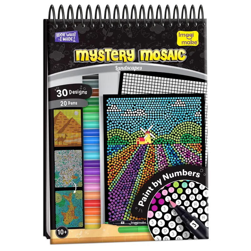 Imagimake Mystery Mosaic - Landscapes, Paint by Number Art Kit for Kids
