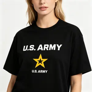 "U.S. Army" Military Graphic Tee |   Patriotic Tactical Gym Training Yellow Crest Print Statement T-Shirt |   Men's Black Casual Outdoor Streetwear Top