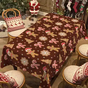Rectangular Christmas Tablecloth, Gingerbread Man Design, Holiday Party Decorations, Best Christmas Gift, New Year Eve Dinner Decoration