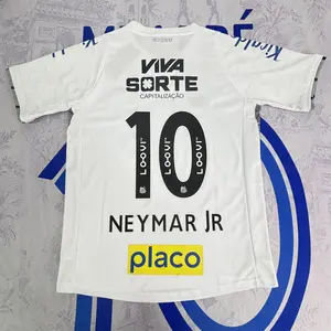 24 25 Home White NO.10 Neymar JR Short Sleeve Soccer Jersey Fans Version Breathable