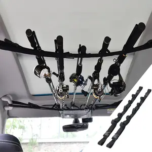2 vehicle fishing rod racks, 5 heavy-duty nylon adjustable 43-60 inch car fishing rod racks with rod capacity, used for SUV, truck, truck fishing rod rack belt