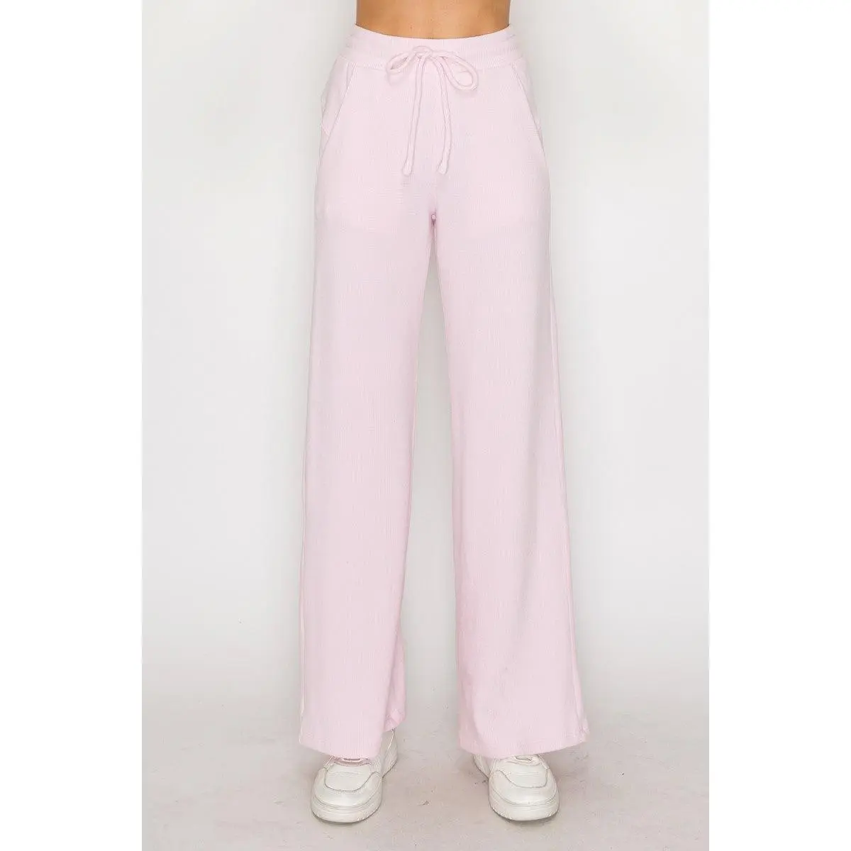 Elastic Drawstring Ribbed Trouser Pants