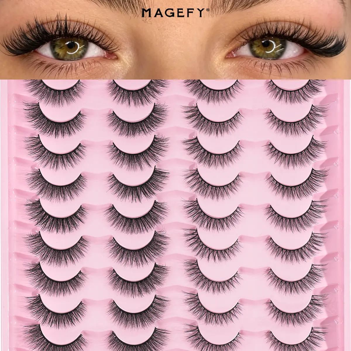 MAGEFY 20 Pairs Mixed False Eyelashes – Fluffy, Curly, Thick & Full, Large Eyepiece, D-Degree Curling for Party, Everyday, Travel & Manga Style, Natural and Dramatic Looks#DealsForYouDays#SummerWins