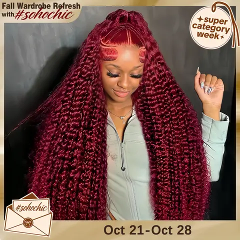 CheetahBeauty 99J Burgundy/Natural Black/T1B/4/27/FB30 Highlight Deep Wave Human Hair Wig 13x6 HD Transparent Lace Front Remy Hair Wigs Pre Plucked Brazilian Deep Wave Human Hair Wig For Women #SohoChic #tiktokshopstockup