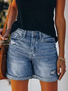 Women's Casual Fashion Streetwear Denim Shorts, Spring Summer Jean Short Pants, Comfortable and Stylish Ladies' Clothing