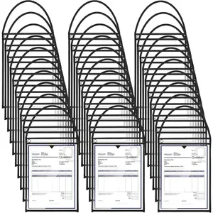50 Pack Job Ticket Holders Work Order Pockets for 9 x 12 Inch Hanging Sleeve Plastic Shop Ticket Holders with Strap, Both Sides Clear(Black)