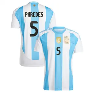 Leandro Paredes Argentina 2024/25 Home Jersey, Men's Argentina Leandro Paredes #5 White Blue Home Jersey 24-25