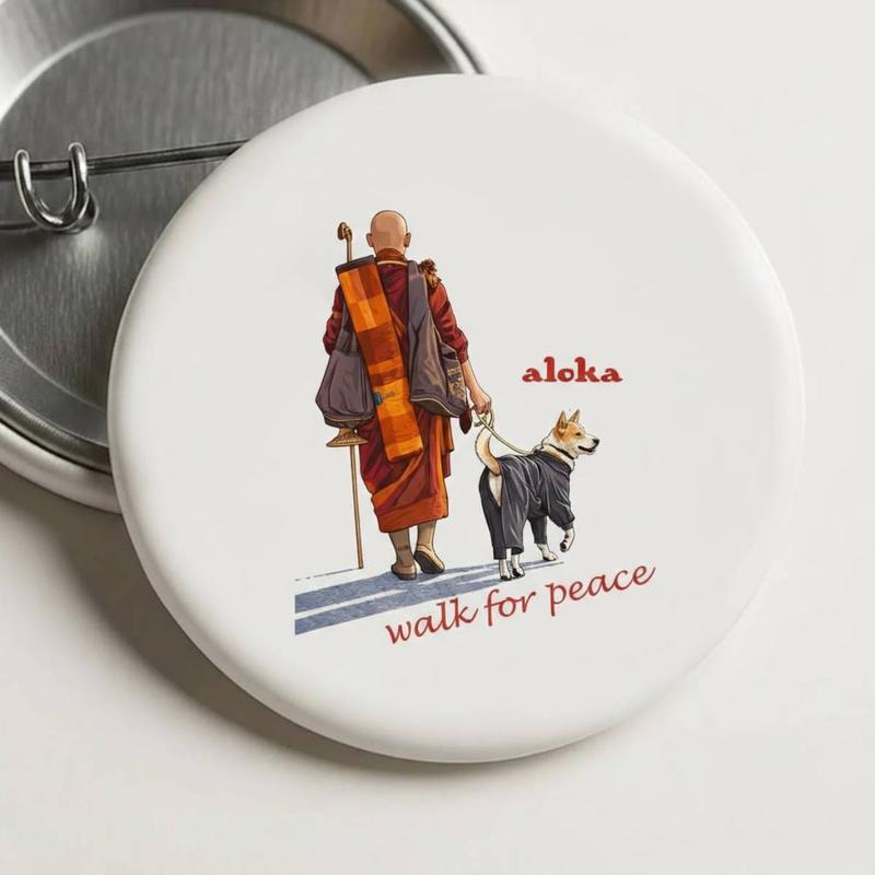 Monks Buddhist Walk For Peace Pin, Spiritual Mindfulness Pin, Meditation Zen Pin, Peace Walk Gift, Aesthetic Pin