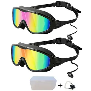 2 Pack Wide View Swim Goggles, Anti Fog UV Protection Leakproof Swimming Goggles, Pool Beach Essentials for Men Women Adults outdoorfun