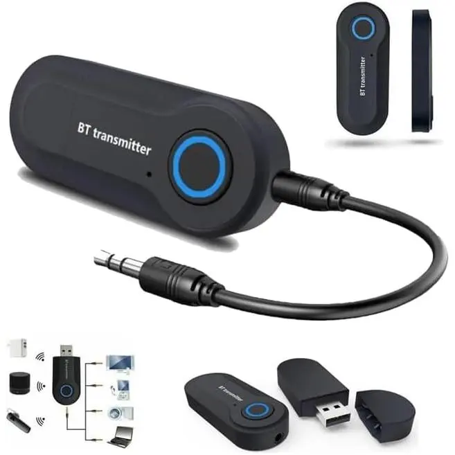 Bluetooth Transmitter Adapter,Wireless Portable Stereo USB Transmitter for 3.5mm Audio Devices & RCA Connections Bluetooth 5.0,Stable Connection, for TV, Headphones, Air Fly, Car, Airplane