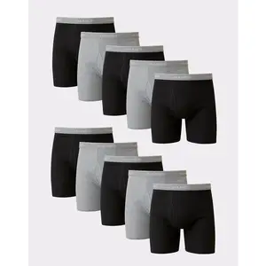 Men's Cotton Boxer Brief Underwear Super Value Pack 10-pack Multi Comfortable Fit Soft Stretch Fabric Breathable 2349k0