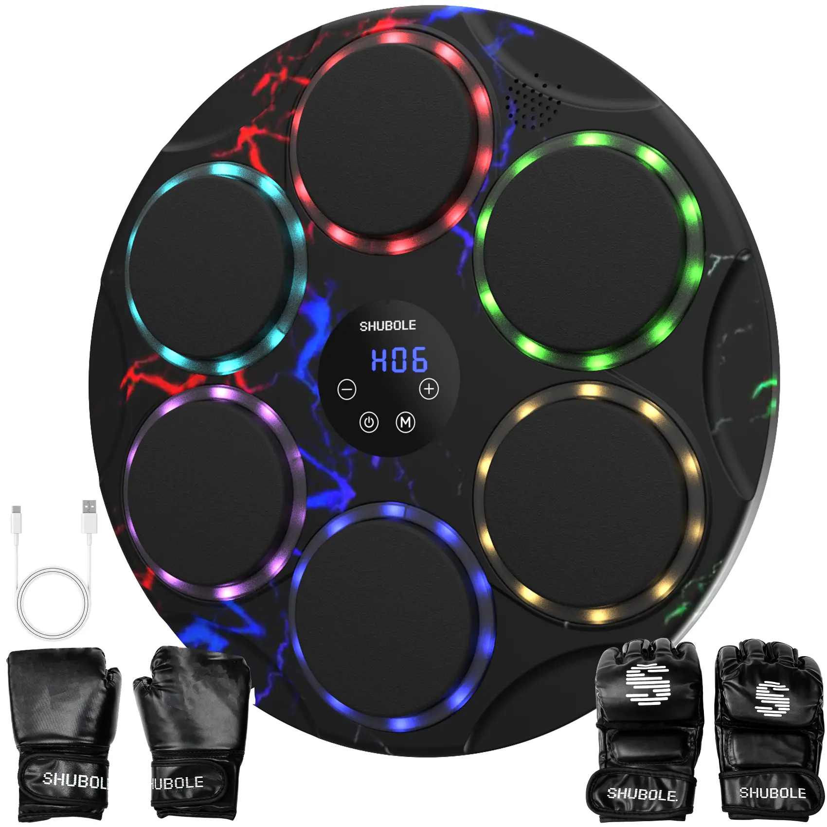 Shubole Music Boxing Machine with Gloves - Wall Mounted Punching Trainer for Adults & Kids, 9-Speed Punch Game, Wall Boxing Punching pad, 2025 Upgrade Gifts for Boys Age 6+