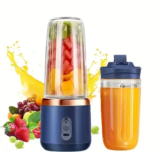 Upgraded 6-Blade 2-in-1 Portable Electric Juicer Blender, USB-Charging Juicer with 2 Cups, Sports Lid Blender Juice Cup, Cordless Multifunction Portable Juicer, Makes Smooth Juice, Fruit Mixer, Beverage Maker, Perfect Gift for Valentine's Day, Thanksgivin
