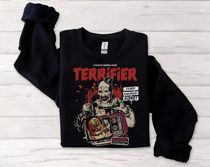 Halloween Terrifier Sweatshirt, Horror Movie Character Hoodie, Halloween Sweatshirt, Halloween Summer Shirt, Fall Sweater, Horror Movie Tee outdoorfun