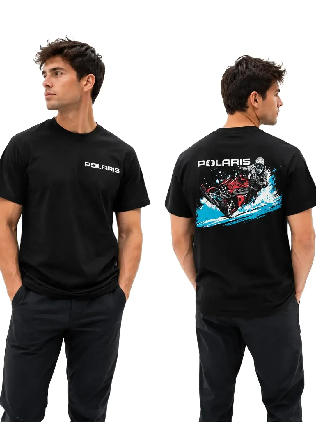 Polaris Riding Shirt Snowmobile Action Tee, Gift for Winter Racing Lovers