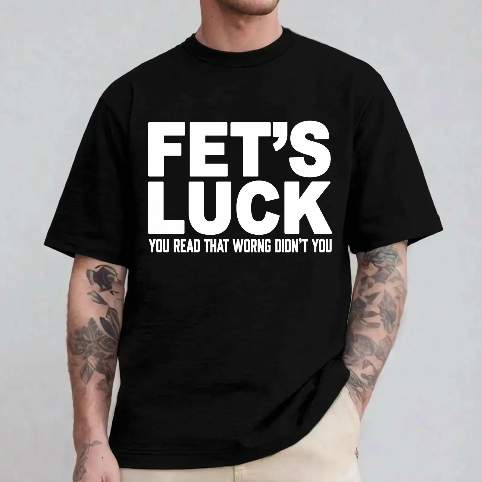 Fet's Luck Shirt, Funny You Read That Wrong T-Shirt for Men, Dirty Mind Test Shirt, Sarcastic Humor Tee, Funny Reading Trick Shirt, Meme Gift Shirt