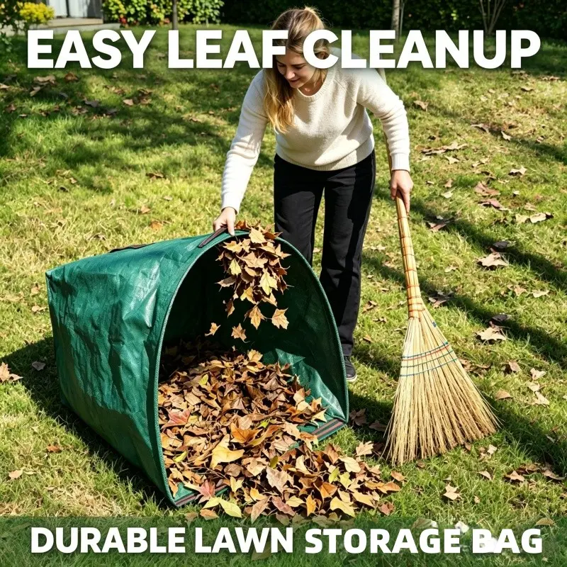 72 Gallon/270L Reusable Garden Trash Bag, Thick PP Material, with Handle, for Leaves Grass Branches, Durable Stitched Design, Single/pack of 2, Heavy Duty