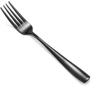 12 Piece Black Stainless Steel Dinner Forks Cutlery Forks Set, 8 Inches