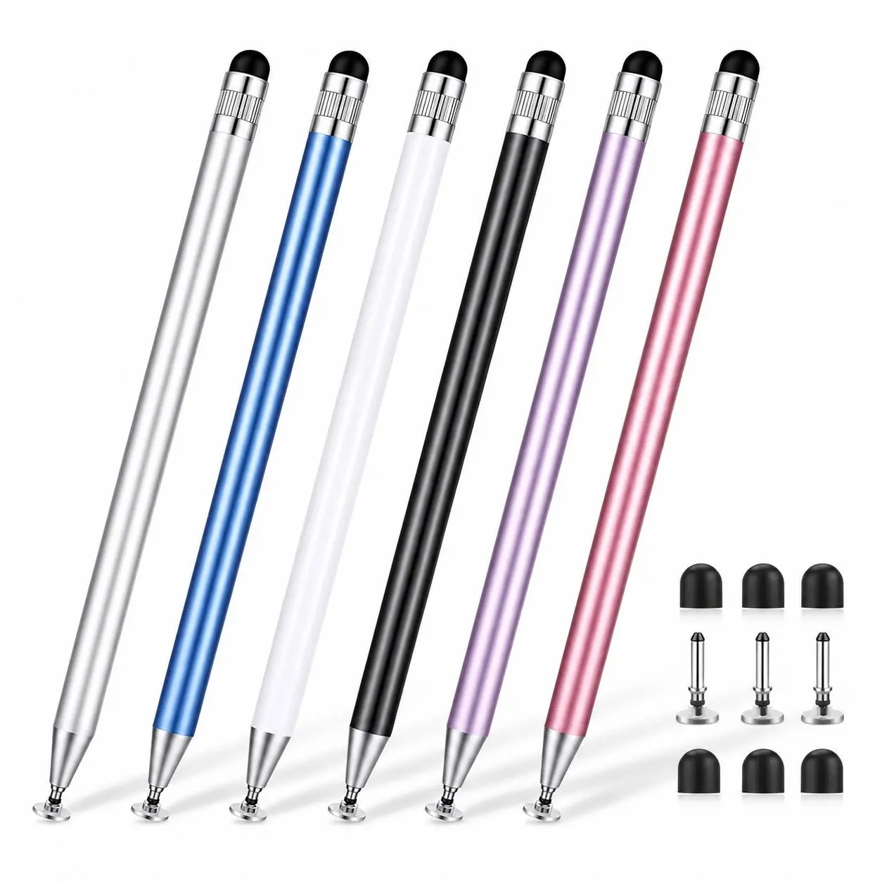 6-Pack Universal Stylus Pen for Touchscreen Devices, High-Precision Disc Tip Compatible with Android, iOS, Switch, AYN Thor, Tablets, and Smartphones for Writing, Drawing & Note-Taking
