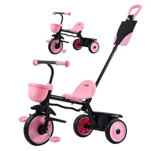 【DealsForYouDays】VEVOR Unisex Toddler Tricycle-Stroller, 18 Months-5 Years Old, Carbon Steel Trike Bike with Parent Push Handle, Adjustable Seat, Oxford Fabric Storage, 9 Lbs / 4.3 Kg Outdoor Play Birthday Toy
