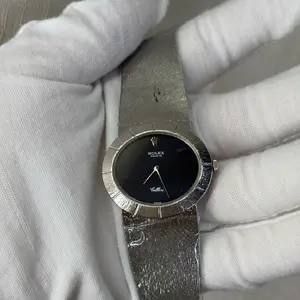 Rolex Vintage Cellini Ladies Manual Wind Watch 32MM Black Dial 18K White Gold MWT000679