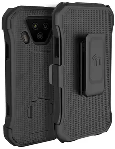 Nakedcellphone Combo Compatible with Verizon Kyocera DuraForce Ultra 5G UW (E7110) Case, Slim Kickstand Phone Cover [Grid Texture] with [Rotating/Ratchet] Belt Clip Holster Combination